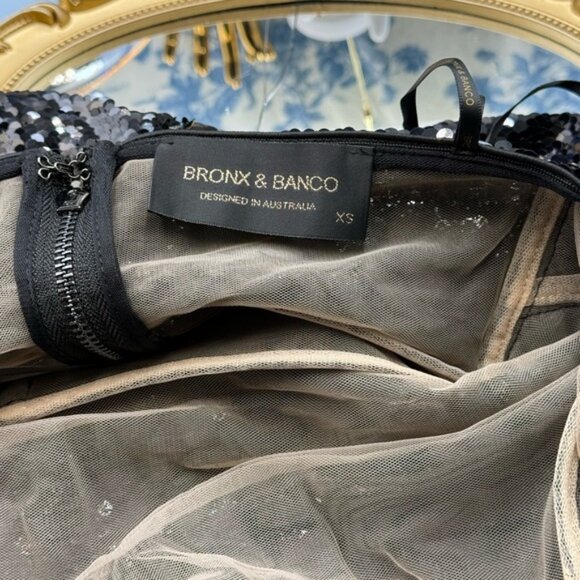 🆕 BRONX & BANCO 🧿 NWOT Wednesday Black Sequin Halterneck Mini Dress Sz XS US 2 - Picture 13 of 14